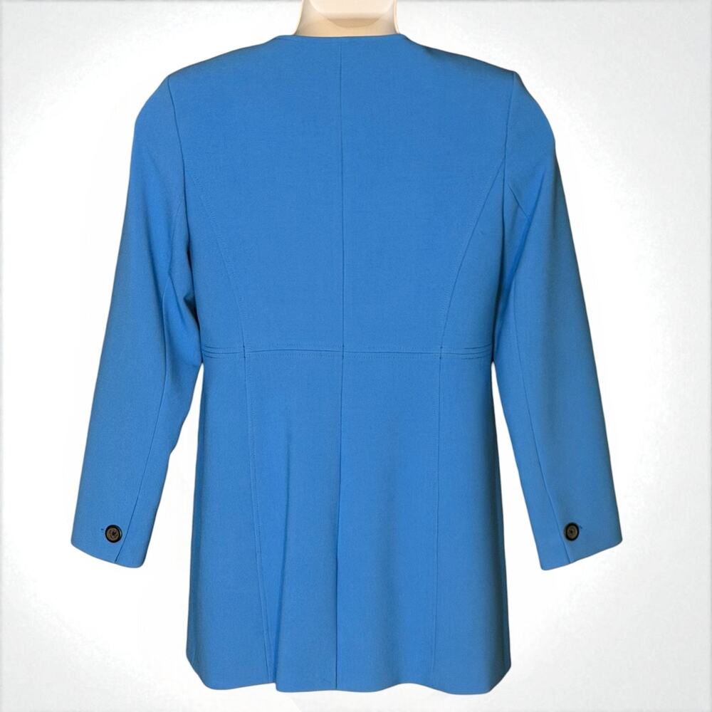 Karl Lagerfeld Riviera Blue Tailored Coat 10 Button Up Longline Minimalist NWOT - Picture 9 of 12